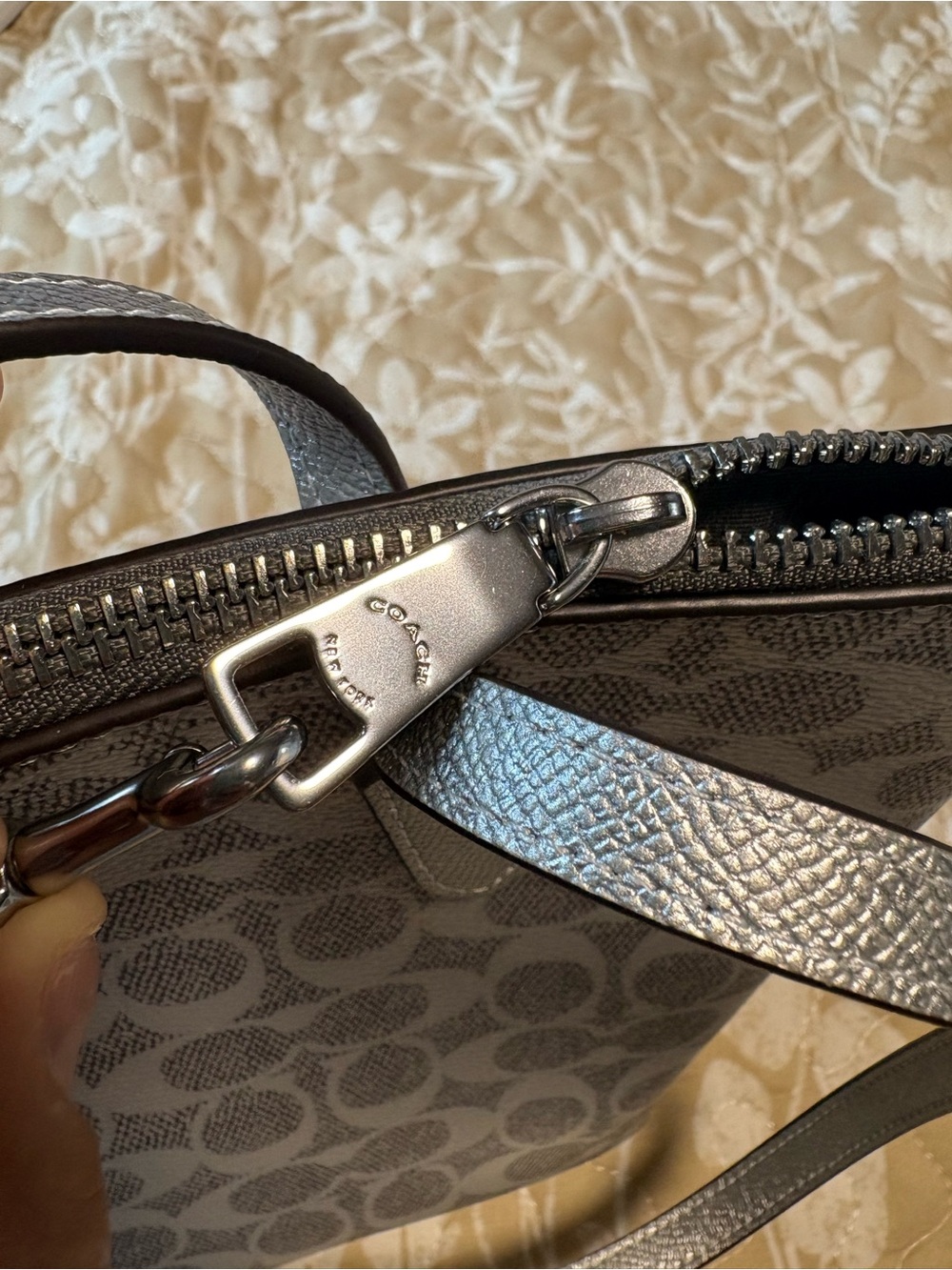 Coach Signature Canvas Tote and Wallet Set in Silver/Gray - Picture 14 of 16